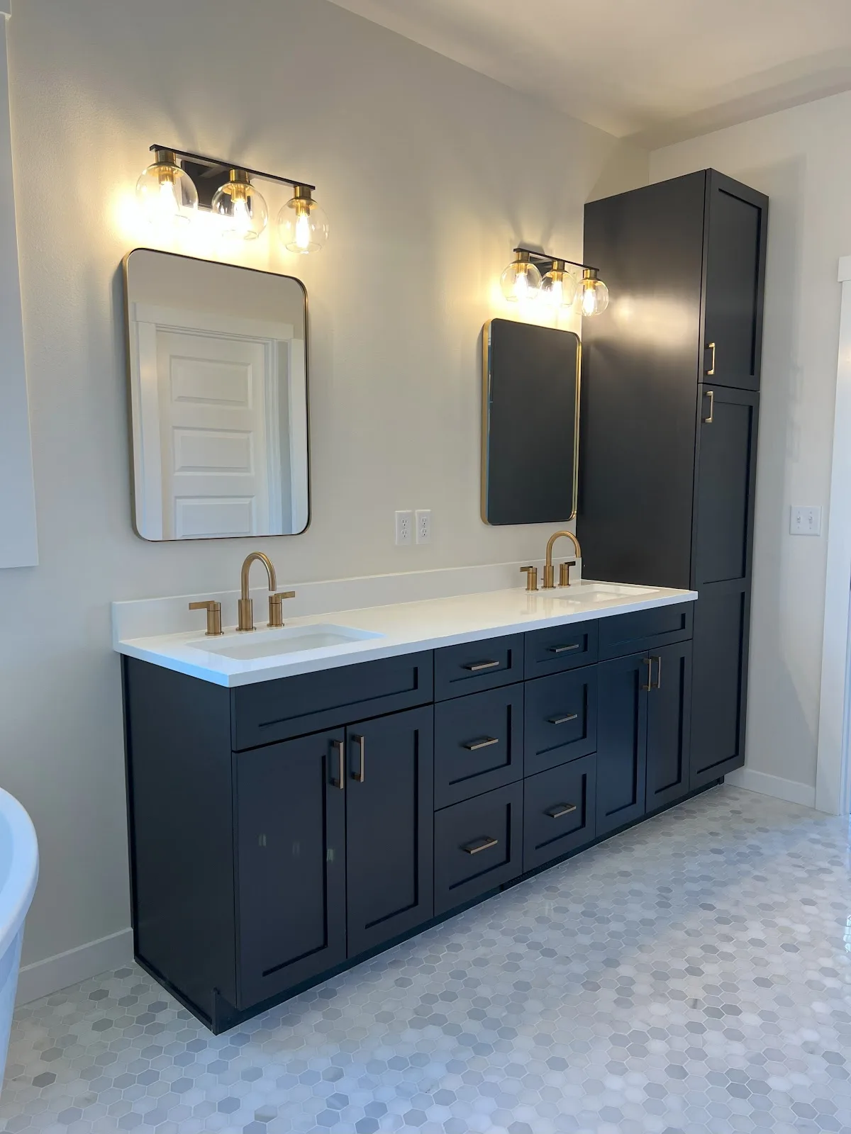 Everson new-build kitchen with navy island and quartz countertops in Everson, WA — Living By Design (4)