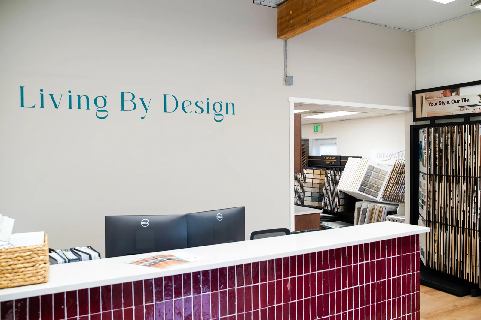 Living By Design materials showroom front desk in Bellingham, WA